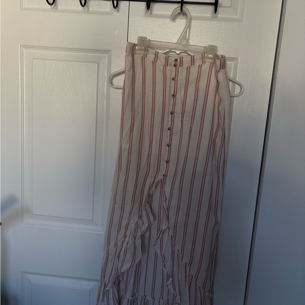 American Eagle Outfitters Red Striped Maxi Skirt